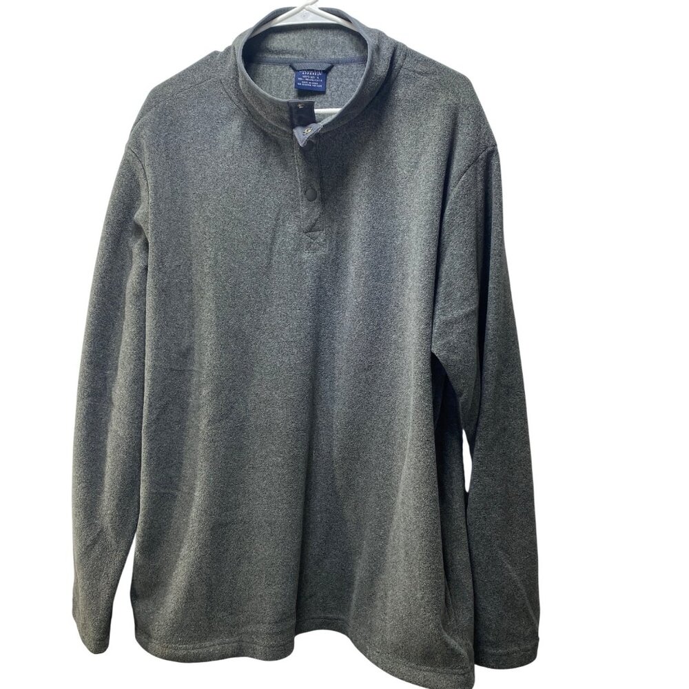 Charles River Apparel Mens XL Gray Pullover Fleece With Snap Collar Winter Warm